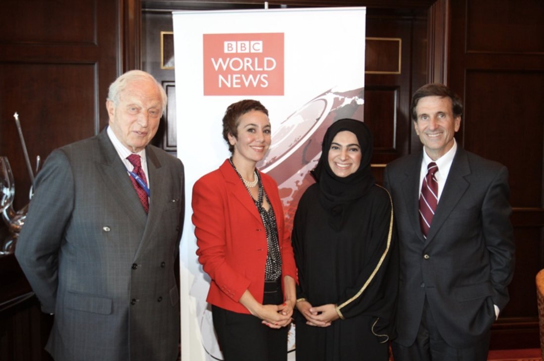 Lubna Qassim on a BBC World News panel in Doha